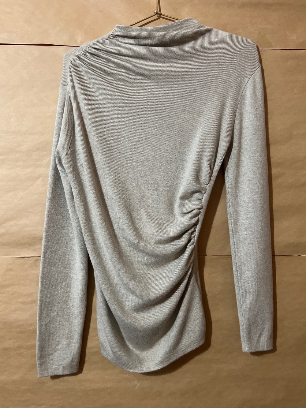 Oscar The Collection | Jose Mock Neck Sweater Ruched Top Driftwood Size XS